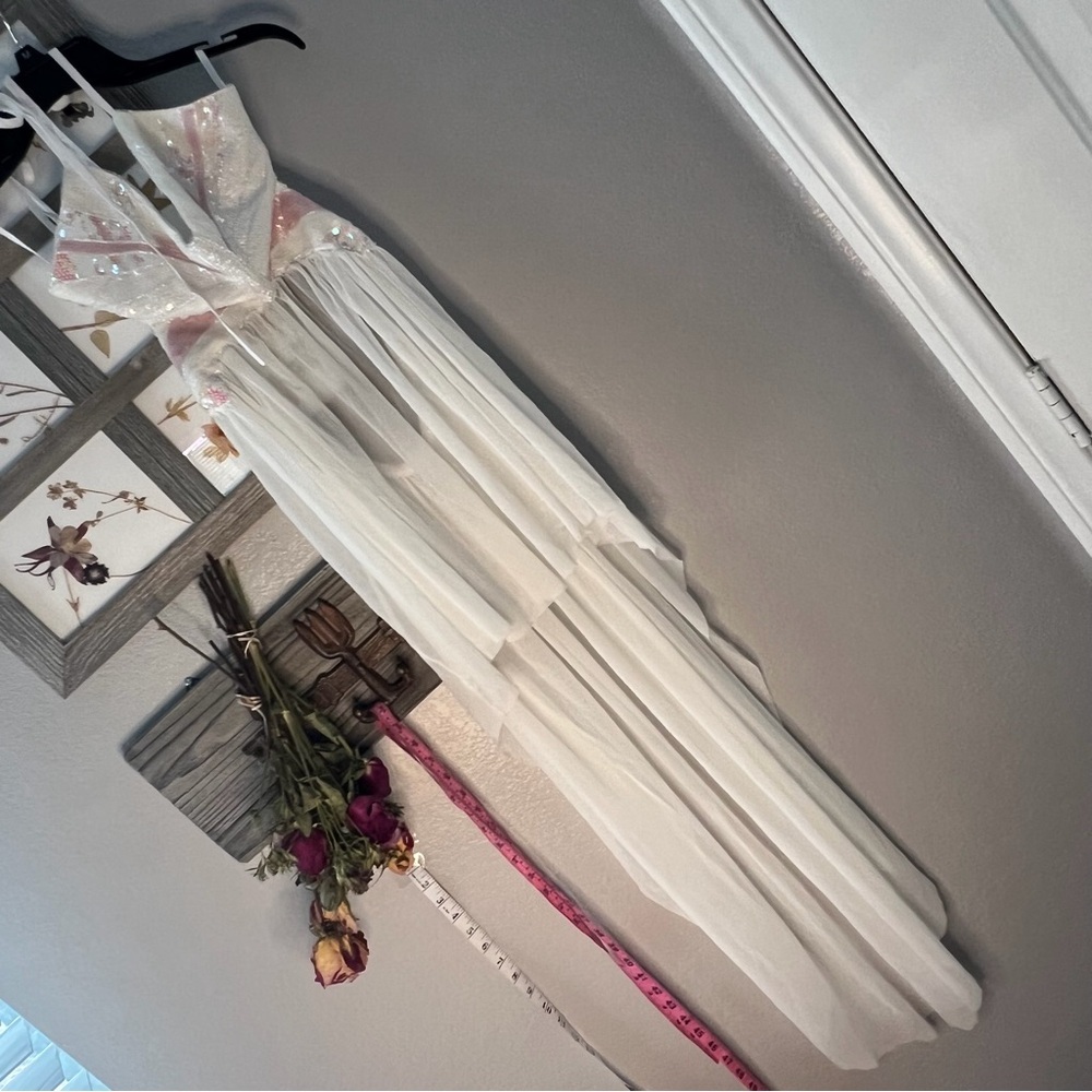 Club Exx | never worn size m/l butterfly festival dress | sequins & sheer. White
